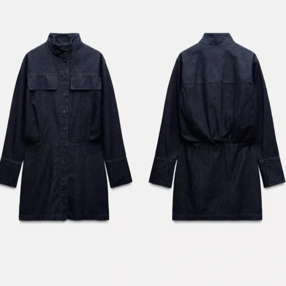 Zara Chic Denim Button-Up Dress XS - Picture 6 of 7